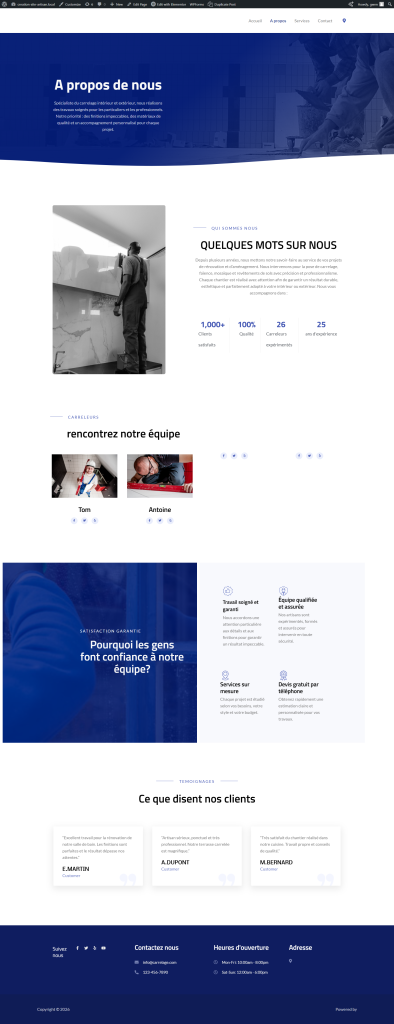 page à propos site web carrelage