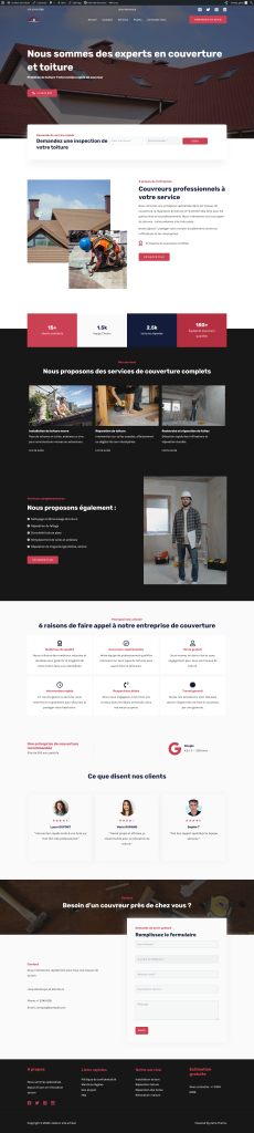 page accueil site web couvreur