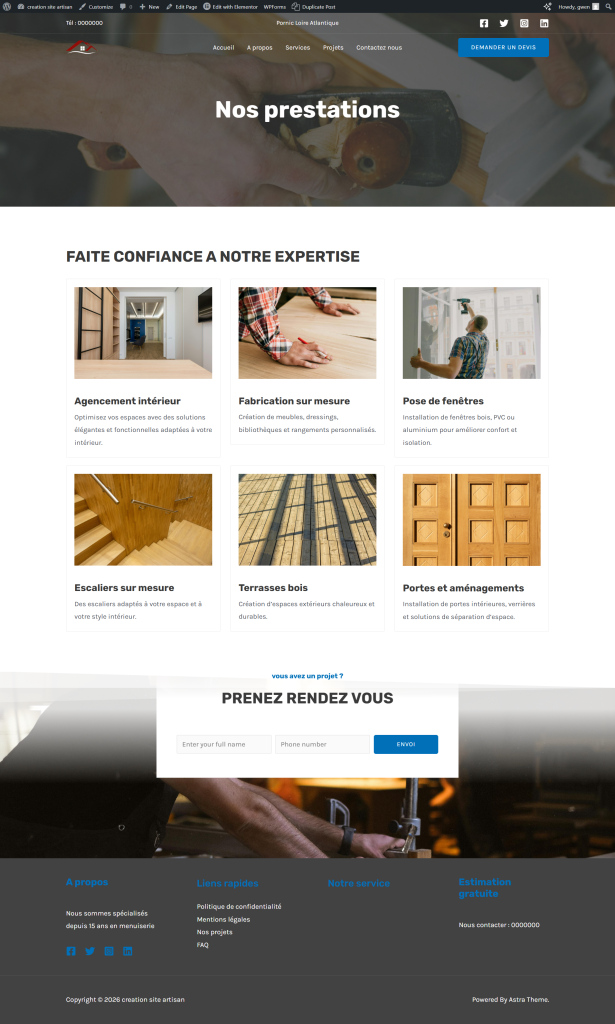 page services site internet menuiserie